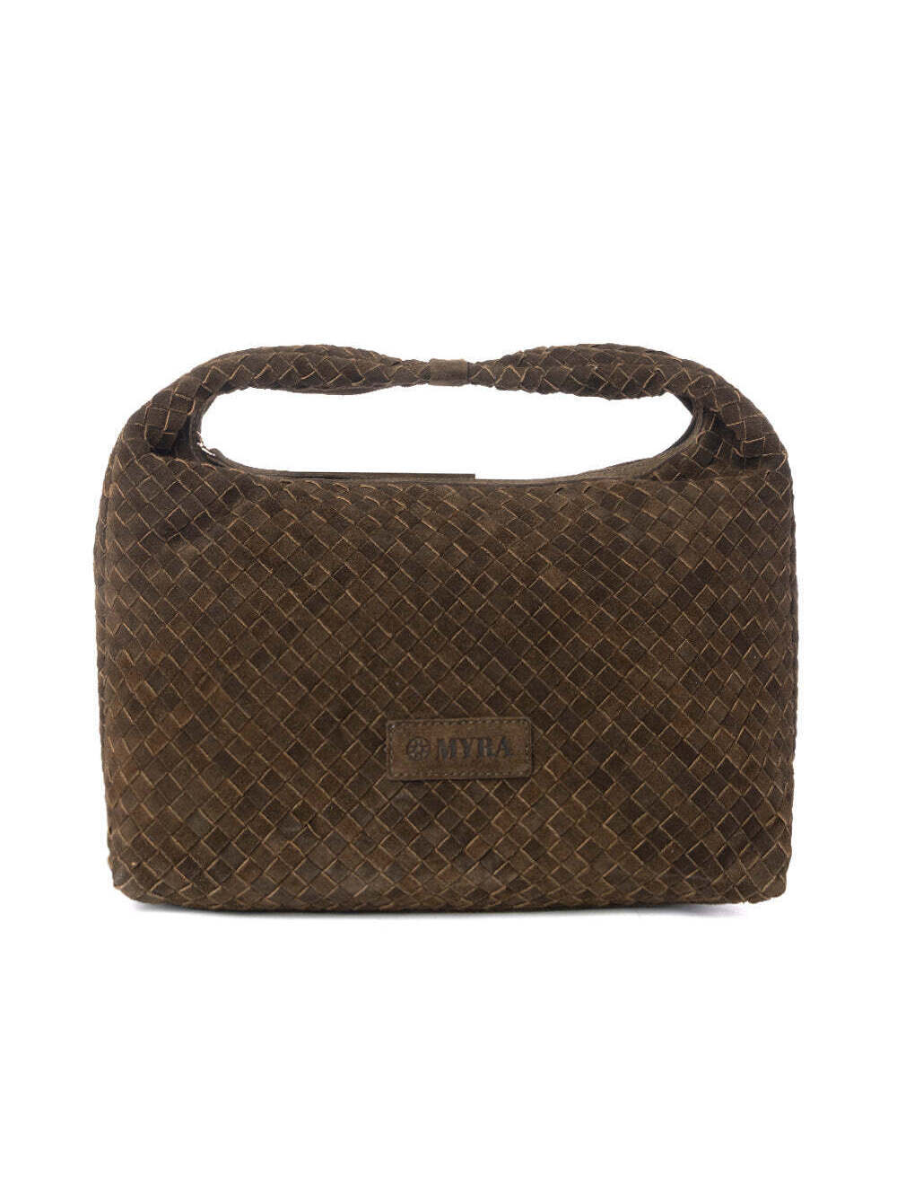 Myra Saddle Weave Genuine Suede Leather Bag in Bridle Bronze